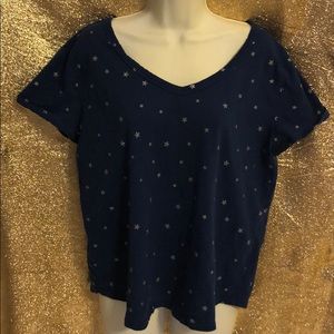 🌸Navy blue T-shirt with silver stars XL